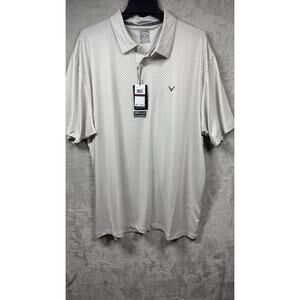 Callaway NEW Polo Shirt Mens XXL Silver Birch Opti-Dri Golf Balls Tees Print UPF